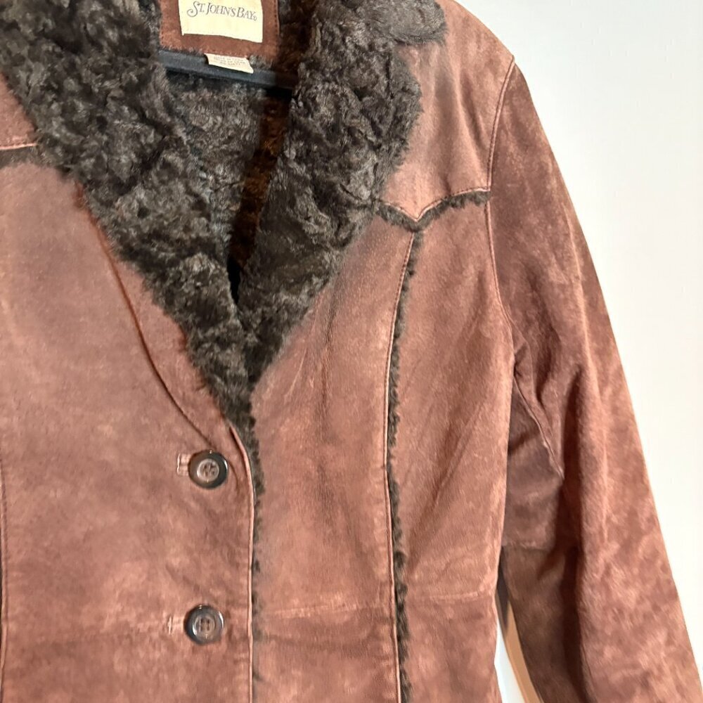 Vintage brown suede leather Penny Lane style coat - Picture 2 of 5
